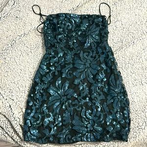 Never worn, blue and black floral mini dress